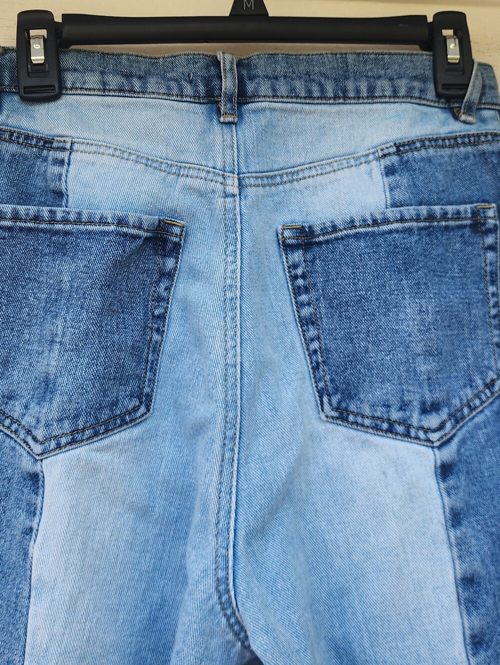 Two-Tone Blue Panel High-Waist Women’s Jeans - Picture 6 of 8